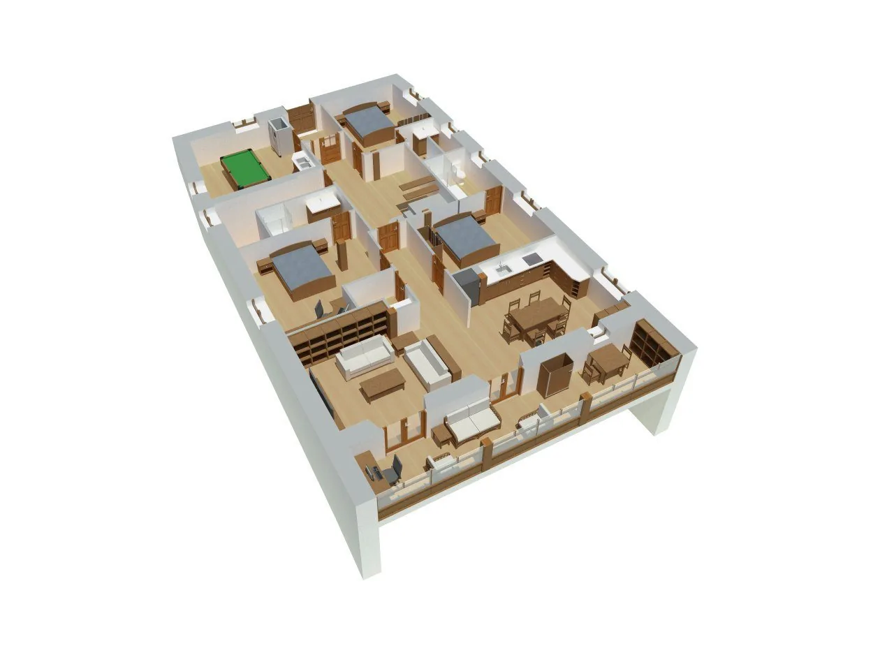 3D isometric cutaway of Ground Floor layout