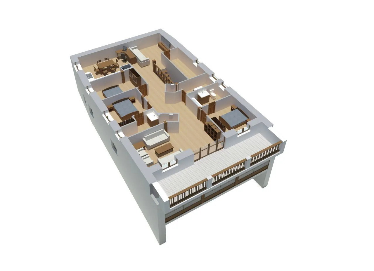 3D isometric cutaway of First Floor layout