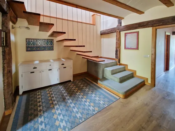 Architectural floating timber staircase